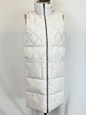NWT Soya Concept Long Ivory Puffy Vest w/ Great Pockets! #0405 XS